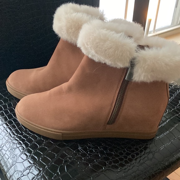 L.Paola suede wedge boots fur trimmed - Picture 3 of 16